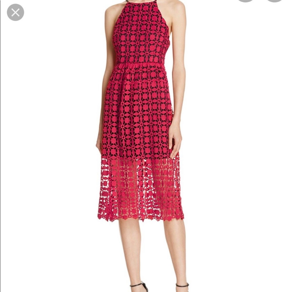 Aqua Red Lace High Neck Dress, size small